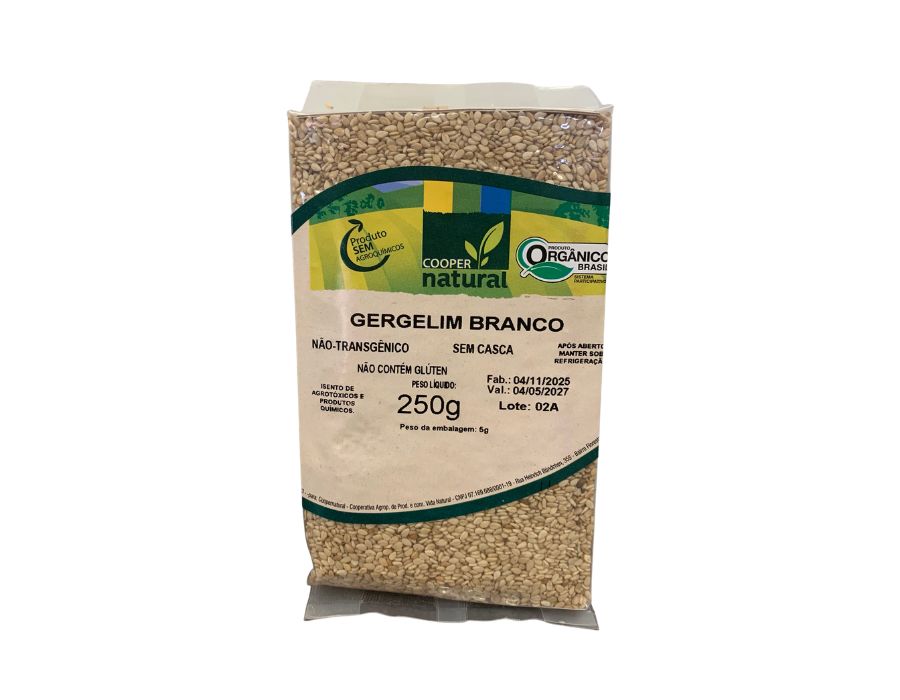 gergelim branco 250g-coopernatural gergelim branco 250g coopernatural