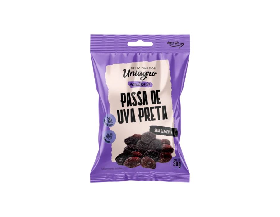 Passa de Uva Preta Equilíbrio -30g- UNIAGRO Passa de Uva Preta Equilibrio 30g UNIAGRO