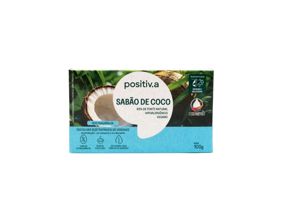 Sabão de Coco em Barra 100g-POSITIV.A Sabao de Coco em Barra 100g POSITIV.A